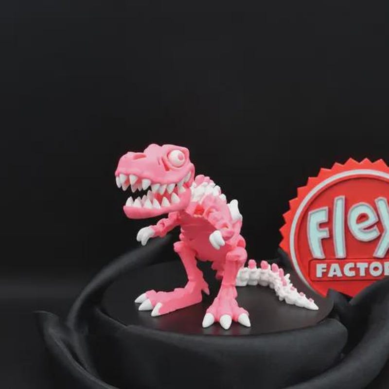 Pink and White T. Rex: real two-color example for Build Your Own Dinosaur